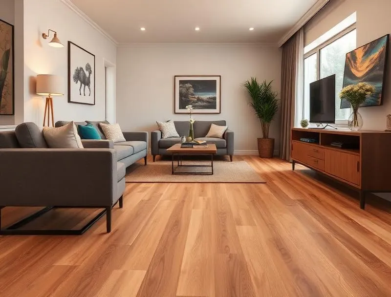 Natural oak hybrid flooring in a beach house