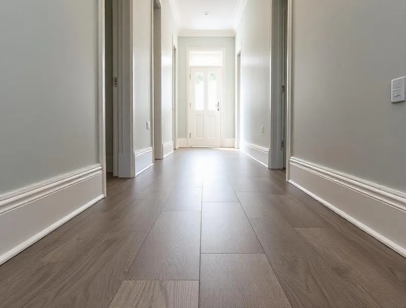 Vinyl plank flooring in a unit hallway